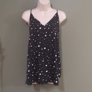 Black w/ Stars V Neck Spaghetti Strap Camisole Ricki's Sz L